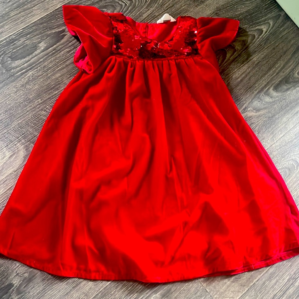 Girls red velvet dress